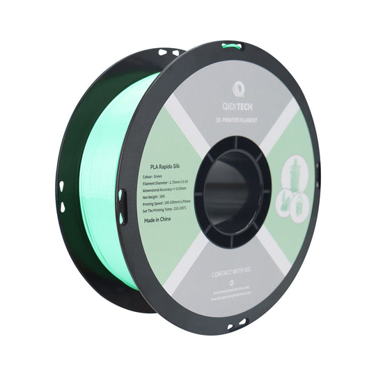 Green QIDI PLA Rapido Silk 3D printer filament