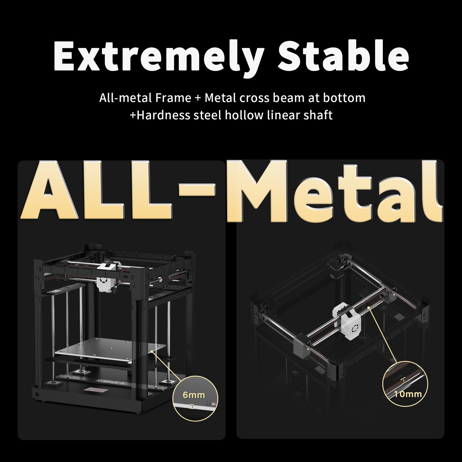 A 3D printer with stable structures